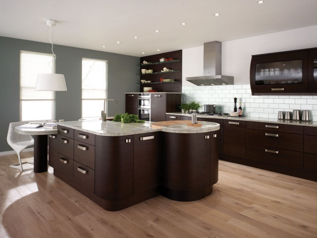 brown modern and luxury kitchen with brown wooden island interior designs and cabinetry modern for home interior des 1